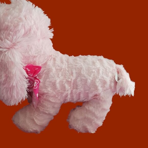 Pink Plush Dog Toy With Heart Ribbon - Medium Size - Picture 6 of 8